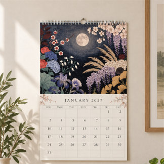 Calendário Japanese Seasonal Flowers Woodblock Calendar