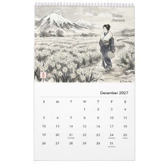Calendário Japonês de Flores Tradicionais de Pared