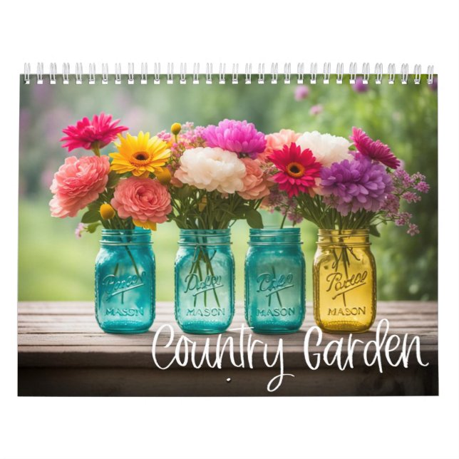 Calendário Jardim do País - flores e jarros de pedras (Capa)
