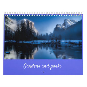 Calendário Jardins e Parques de Script Elegantes Modernos