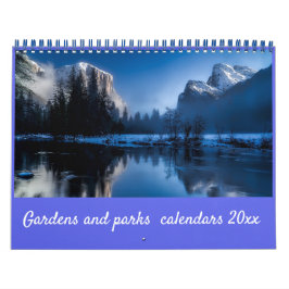 Calendário Jardins e Parques de Script Elegantes Modernos 20x
