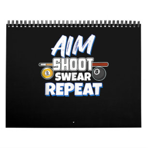 Calendário Jogador de Piscina Engraçado Gift Billiard Balls
