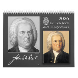 Calendário Johann Sebastian Bach Com Suas Assinaturas, 2026