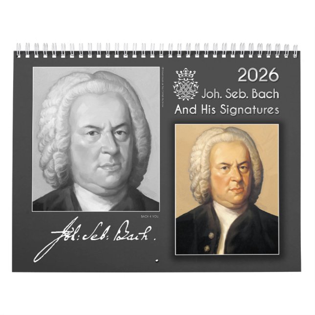 Calendário Johann Sebastian Bach Com Suas Assinaturas, 2026 (Capa)