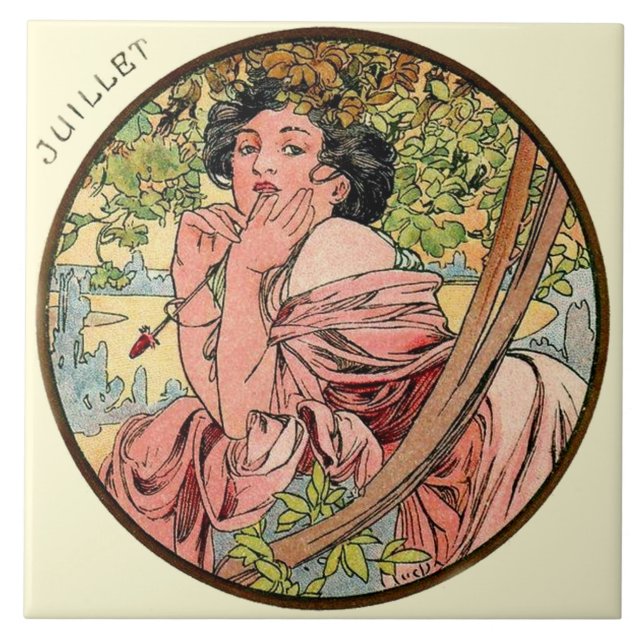 Calendário julho de Nouveau Mucha da arte (Frente)