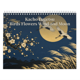Calendário Kacho Fugetsu Birds Flowers Wind and Moon Art