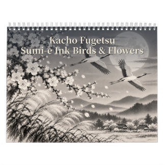 Calendário Kacho Fugetsu Sumi-e Ink Birds & Flowers