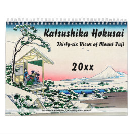 Calendário Katsushika Hokusai - 36 visualizações do Monte Fuj