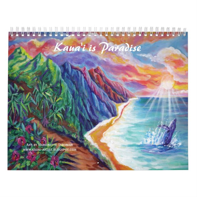 Calendário Kauai is Paradise Hawaii Art Calendar  (Capa)