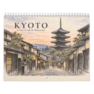 Calendário Kyoto Japan Four Seasons in Ink and Watercolor