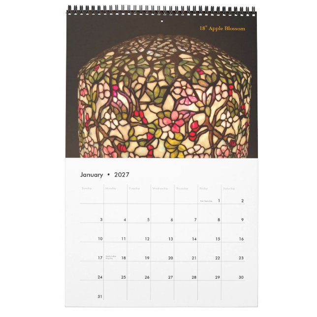 CALENDÁRIO LÂMPADAS DE TIFFANY (Jan 2027)