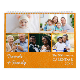 Calendário Laranja de Múltiplas Fotos de Família e