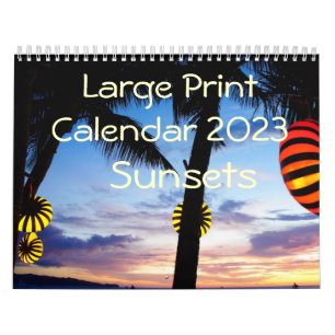 Calendário Large Print Calendar 2023 - Sunsets