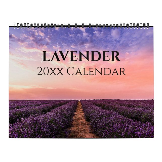 Calendário Lavanda adorável editável (Capa)