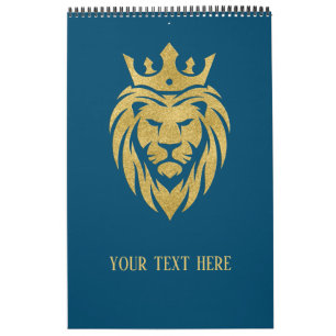 Calendário Leão com Coroa - Estilo Dourado 3