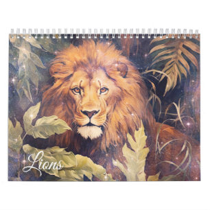 Calendário Leões Fantásticos em Estilo Abstrato