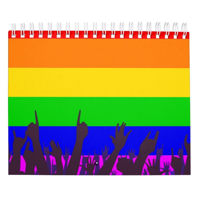 Calendário LGBT Arco-Íris Transgênero Bandeira com Onda (Capa)
