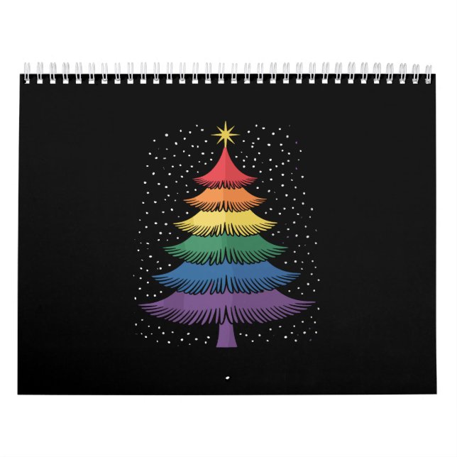 Calendário LGBT-Q Pride Christmas Tree Pajama Rainbow Flag (Capa)