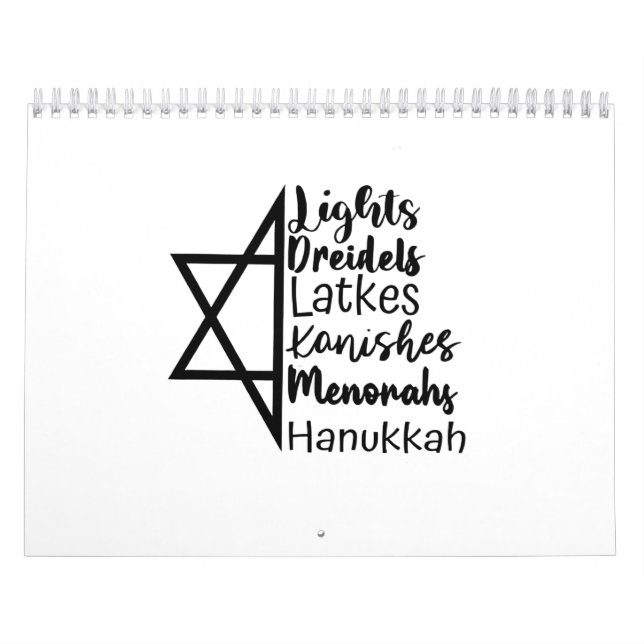 Calendário Light Dreidel Latke Kanish Menorah Hanukkah (Capa)