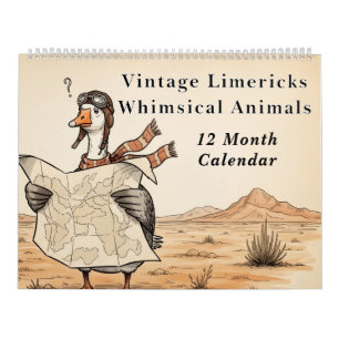Calendário Limeriques Vintage Animais Caprichosos Absurdo