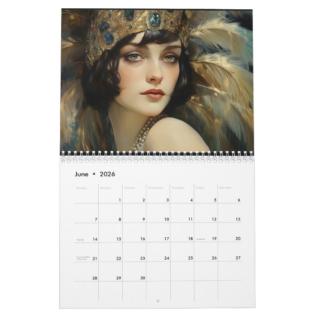 Calendário Linda Arte Deco Roaring 20 (Jun 2026)