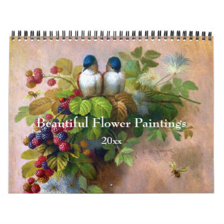 Calendário Linda pintura de flores e belas artes