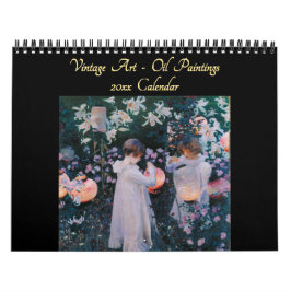Calendário Linda Vintage Oil Paintings Fine Art 2026 Wall