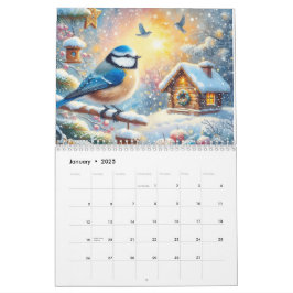 Calendário Lindas pinturas de pássaros
