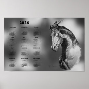 Calendário, Lindo Poster de Cavalo Garanhão Anual