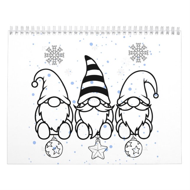 Calendário  Lindos Gnomos de Natal Design de Feriado.  (Capa)