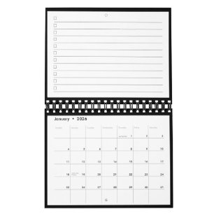 Calendário Lista de Tarefas com Monograma Preto e Branco Mode