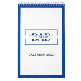 Calendário Listas de Tarefas de Monograma Azul Moderno 11” x