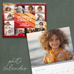 Calendário Listra Retro Foto Completa por Mês