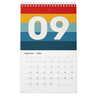 Calendário Listras Ousadas Coloridas Vintage Retro