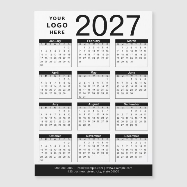 Calendário & Logotipo Empresarial Preto e Branco P (Frente)