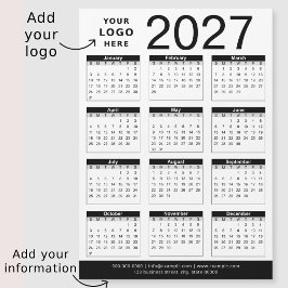 Calendário & Logotipo Empresarial Preto e Branco P
