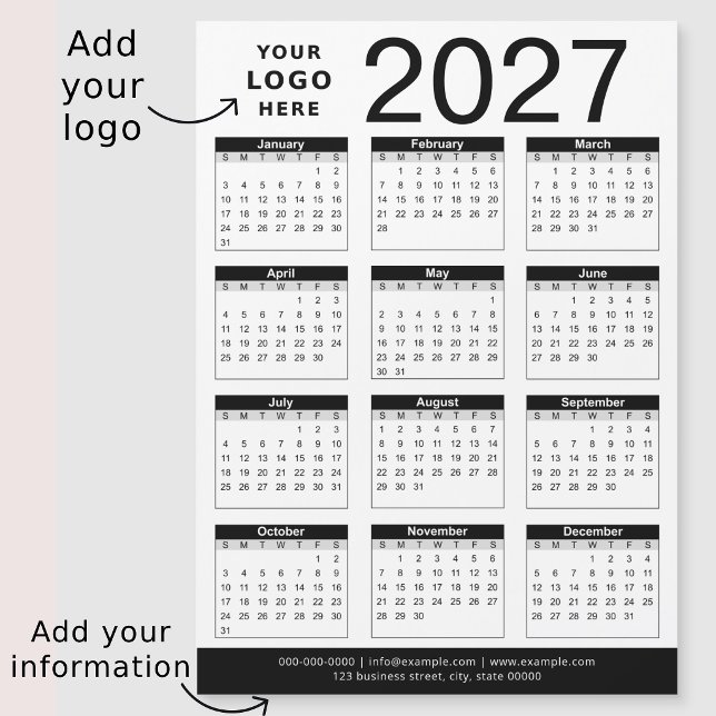Calendário & Logotipo Empresarial Preto e Branco P (Criador carregado)