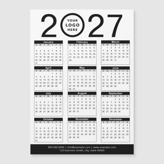Calendário & Logotipo Empresarial Preto e Branco P (Frente)