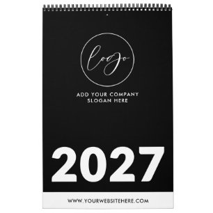 Calendário Logotipo Minimalista de Empresa Preta Promocional