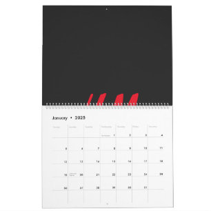 Calendário logotipo vermelho h e m sobre fundo preto