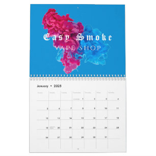 Calendário Loja de Cigarro Eletrônico Fumaça Azul Vermelha Ne