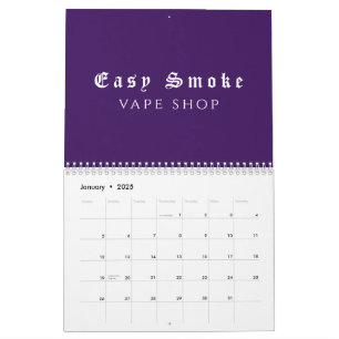 Calendário Loja de Vaporização Fumaça Roxa Negócios