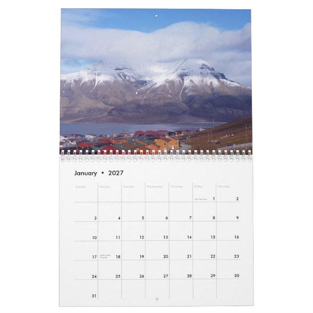 Calendário Longyearbyen, Svalbard (Jan 2027)
