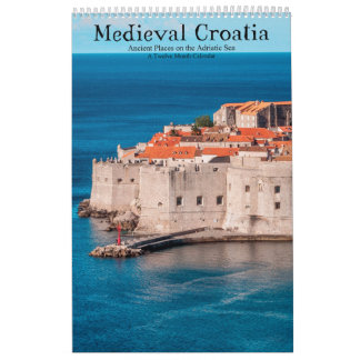 Calendário Lugares Antigos da Croácia Medieval no Mar Adriáti