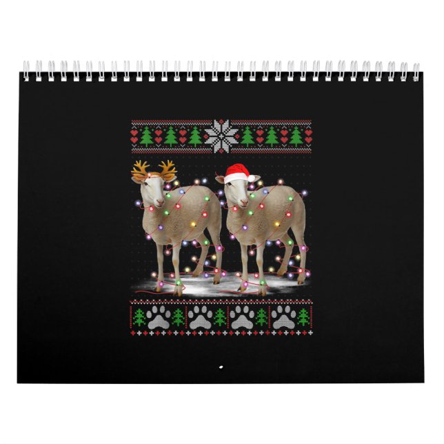 Calendário Luzes de árvore de Natal de ovelha | Presente para (Capa)