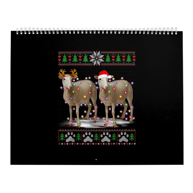 Calendário Luzes de árvore de Natal de ovelha | Presente para (Capa)