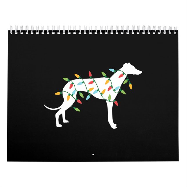 Calendário Luzes de Natal cinza presentes bonitinhos cachorro (Capa)