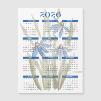 Calendário Magnético 2026 - Blue Daisies Watercolo