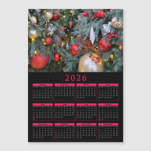 calendário magnético 2026 com a sua foto de Natal (Frente)