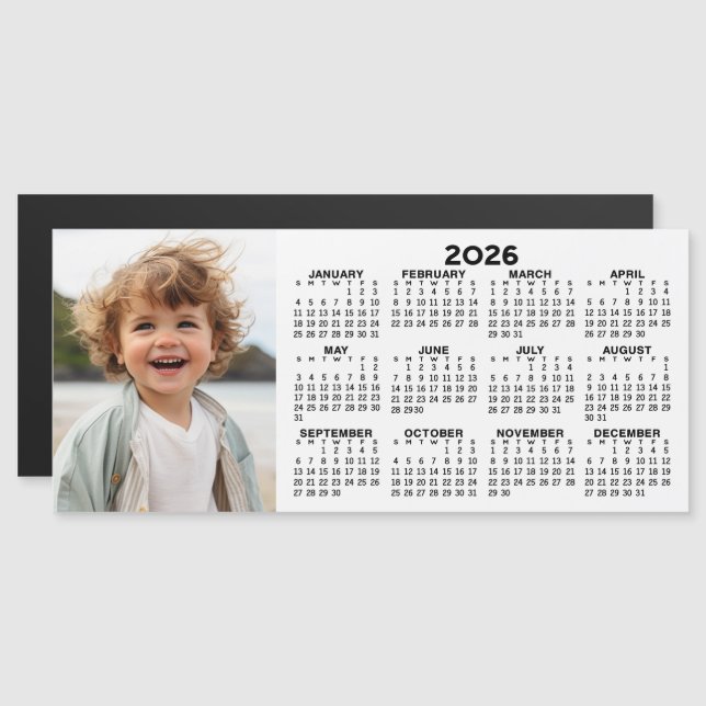 Calendário Magnético 2026 com Colagem de Fotos (Frente/Verso)